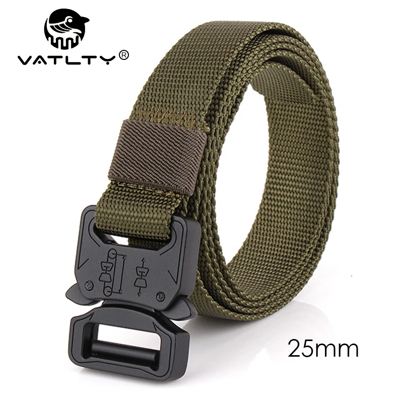 

VATLTY New 2.5cm Men's Tactical Belt Matte Black Alloy Buckle Quick Release Unisex Trousers Belt Soft Genuine Nylon Girdles Male