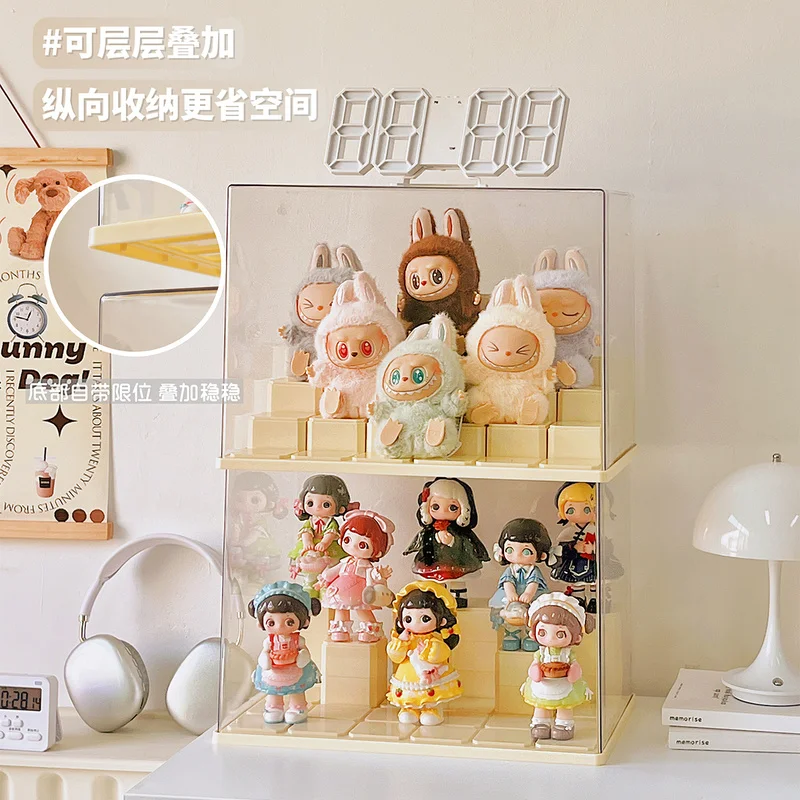 Labubu – boîte d'exposition, boîte d'armoire, boîte aveugle anti-poussière et à l'humidité, présentoir de figurines, boîte de rangement transparente en acrylique