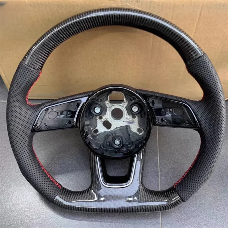 Customization Carbon Fiber Leather Steering Wheel Assembly Autos  Interior Accessories For Audis  A4 A5 A6 A7 A8 Q5 Q7 R8