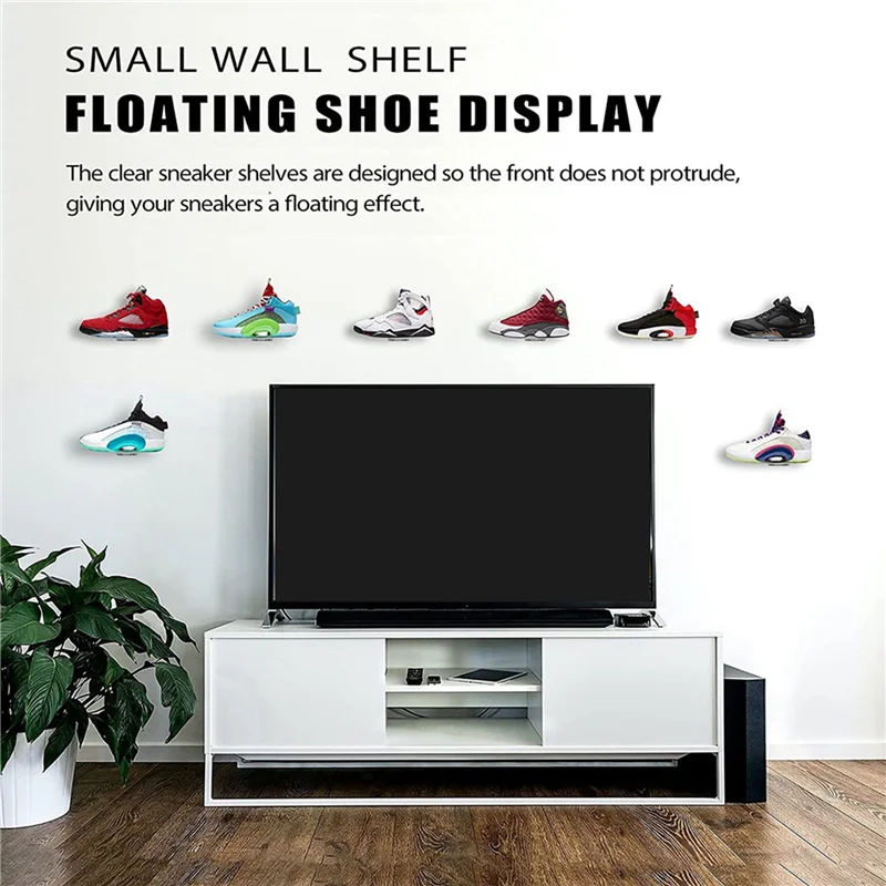 

A34R 12 Pack Acrylic Floating Sneaker Shelves Clear Shoe Display Stand Room Decor For Display Collectible Shoe&Sneaker