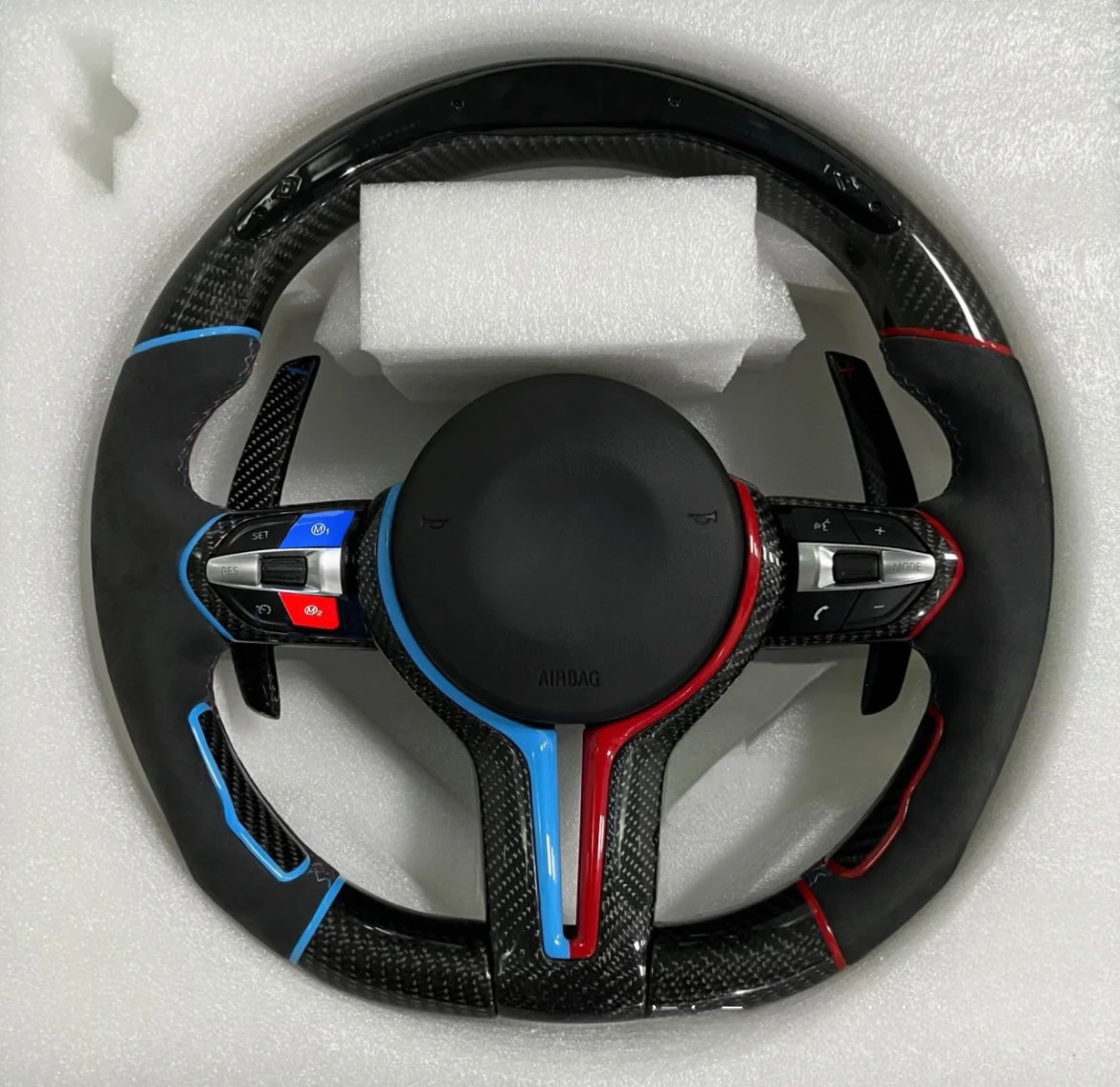 Leather Steering Wheel For BMW F30 F32 F10 F20 F07 F01 E46 E60 E90 M3 M5 LED Carbon Fiber Steering Wheel