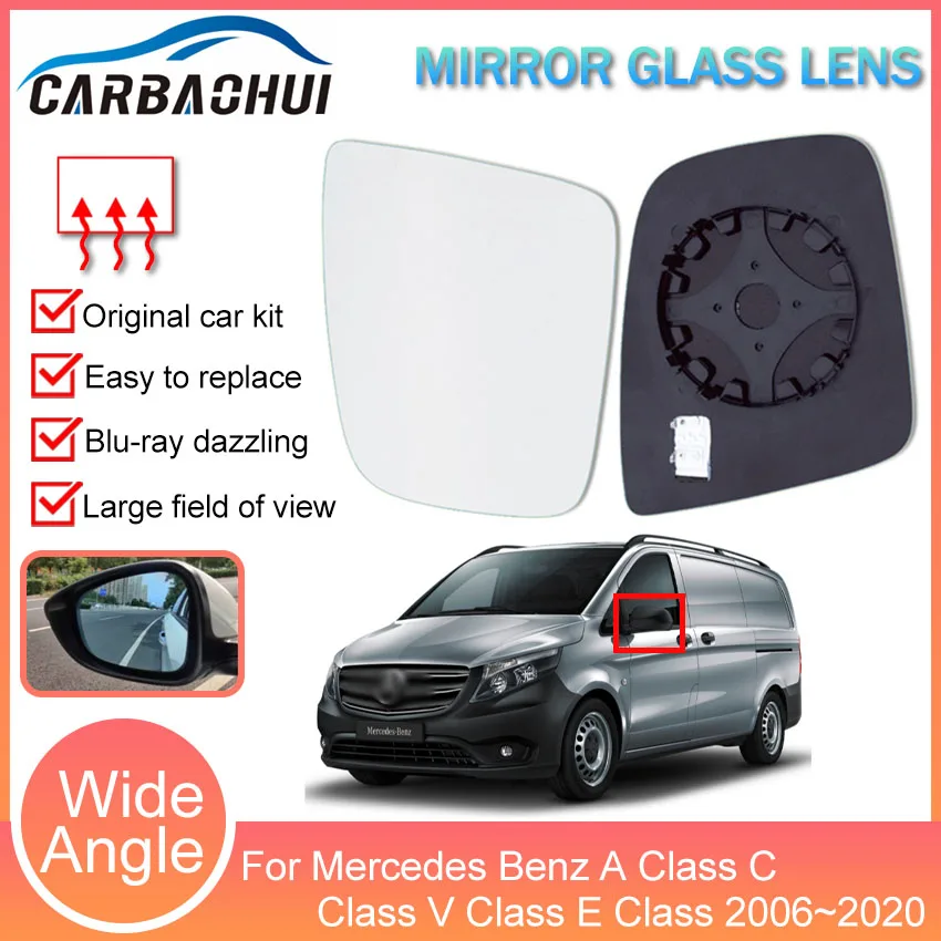 1 Pair Right and Left Side Rearview Mirror Glass Len Replacement For Mercedes Benz A Class C Class V Class E Class 2006~2020