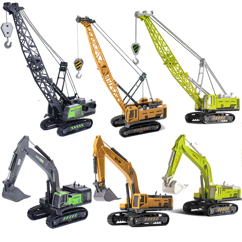 

2 шт./компл. кран и экскаватор, инженерный грузовик, литая под давлением строительная модель, сплав + пластик, гусеничный автомобиль, игрушки для детей, подарок