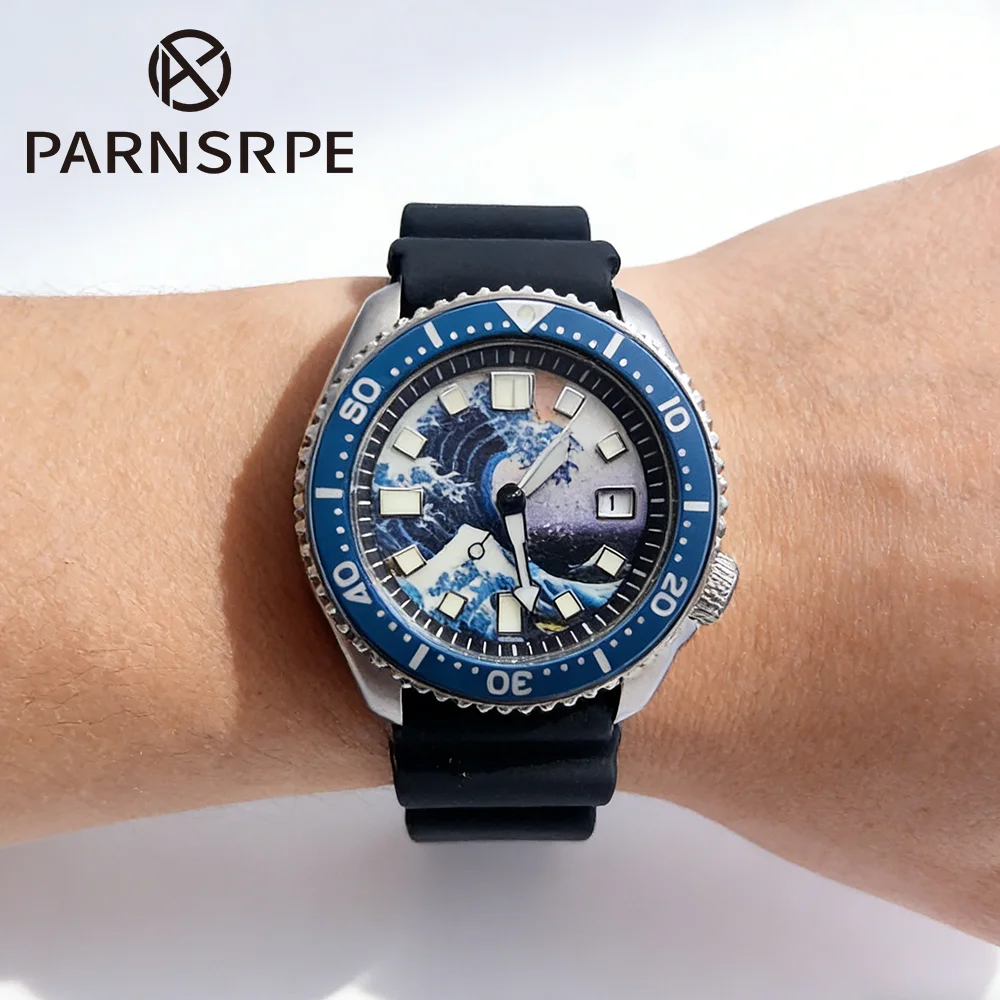 2026 New Parnsrpe NH35 Automatic Mechanical Watch for Men Luxury Black Dial Sapphire Crystal Luminous Waterproof Date Business C