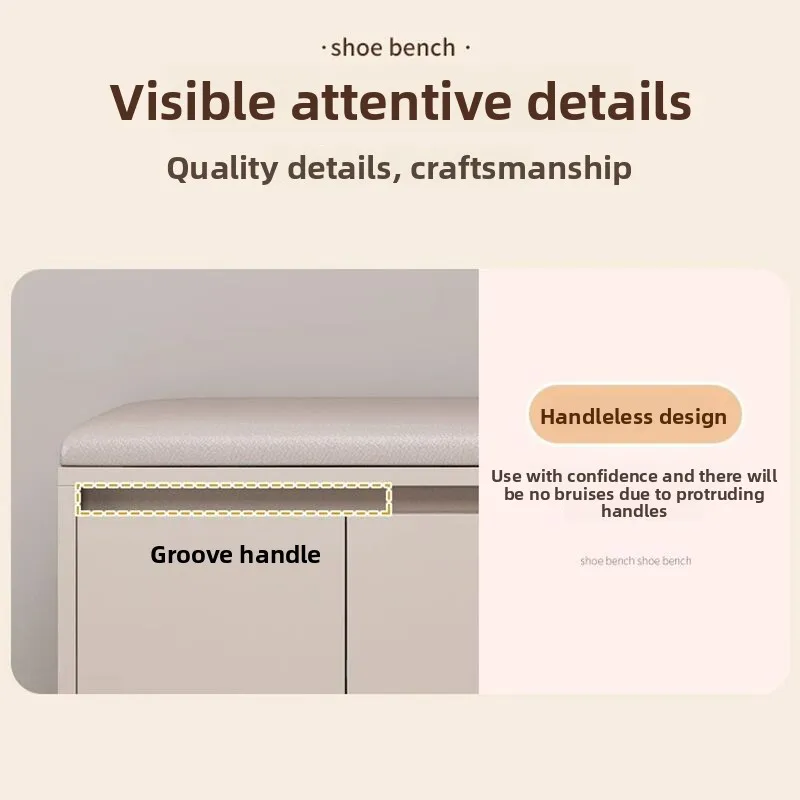 مقعد تغيير الأحذية، مقعد المقعد، خزانة منخفضة مدمجة، تخزين مقاوم للغبار، خزانة أحذية صغيرة #3