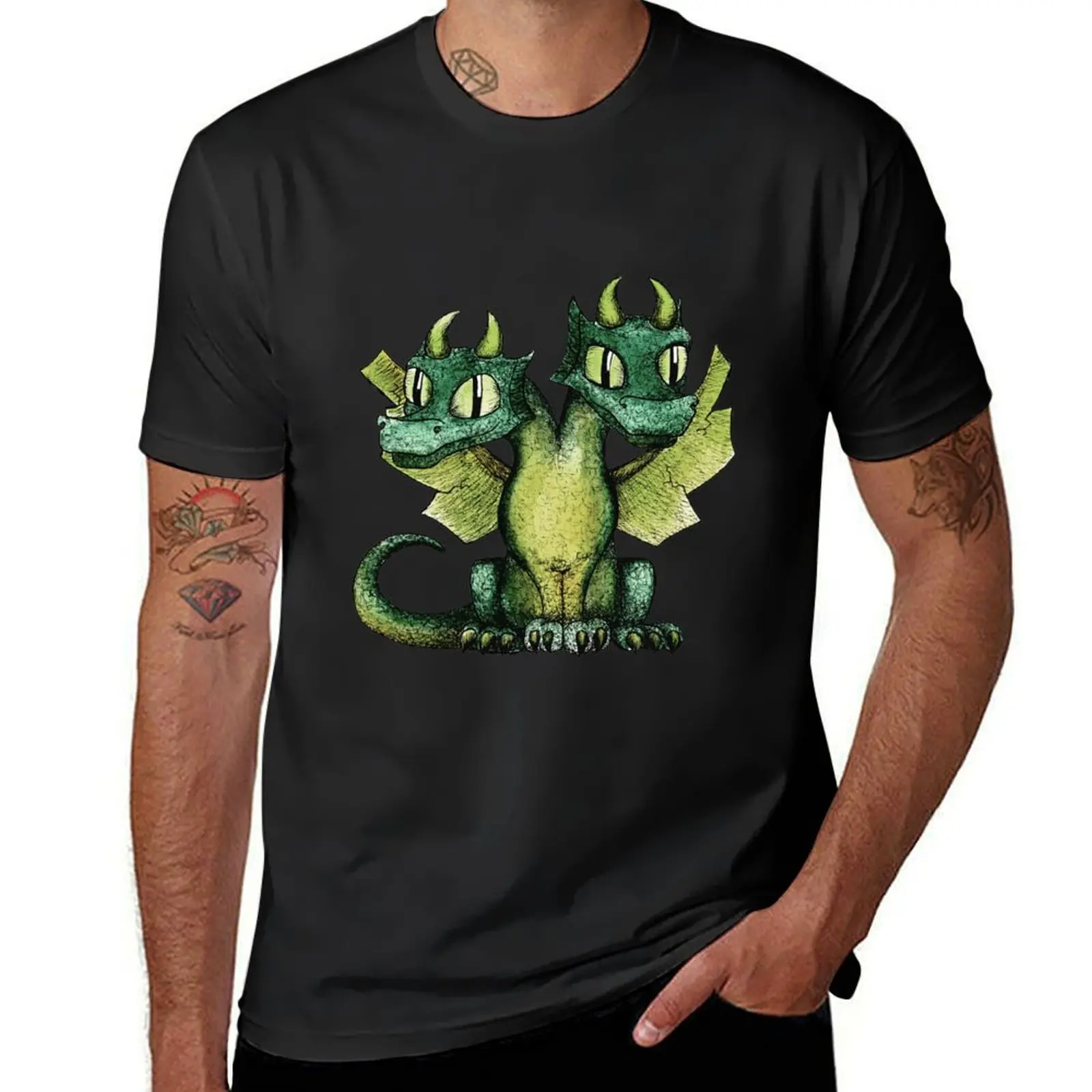 Two-headed Dragon T-Shirt funnys heavyweights Blouse hippie clothes mens graphic t-shirts hip hop