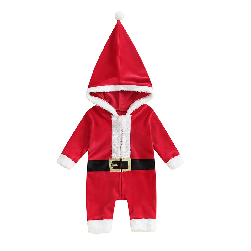 2pcs Newborn Baby s Christmas Elf Costume Long Sleeve Jumpsuit Romper Hat Santa Dressed Outfits Set