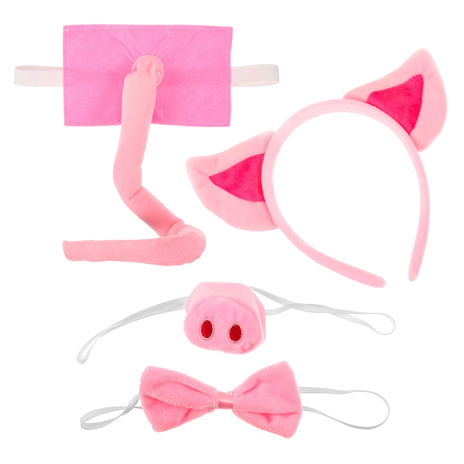 1Set Cute Pig Headband Nose Tail Bowtie Costume Cartoon Pig Props Easy Wear Kids Party Performance Cosplay Kids Animal Costume