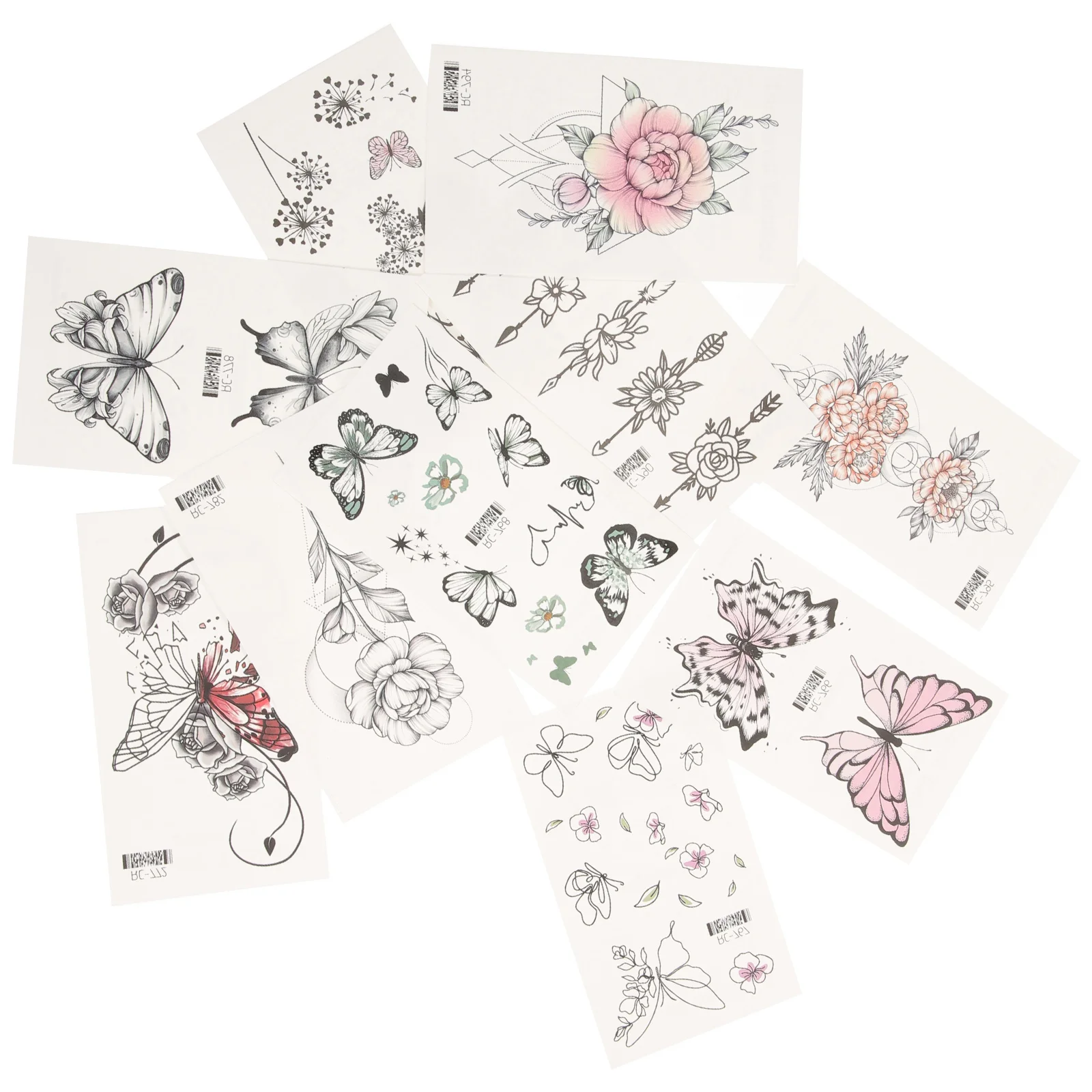 

20 Sheets Temporary Tattoos for Girl Vintage Sticker Butterfly Women Decorative