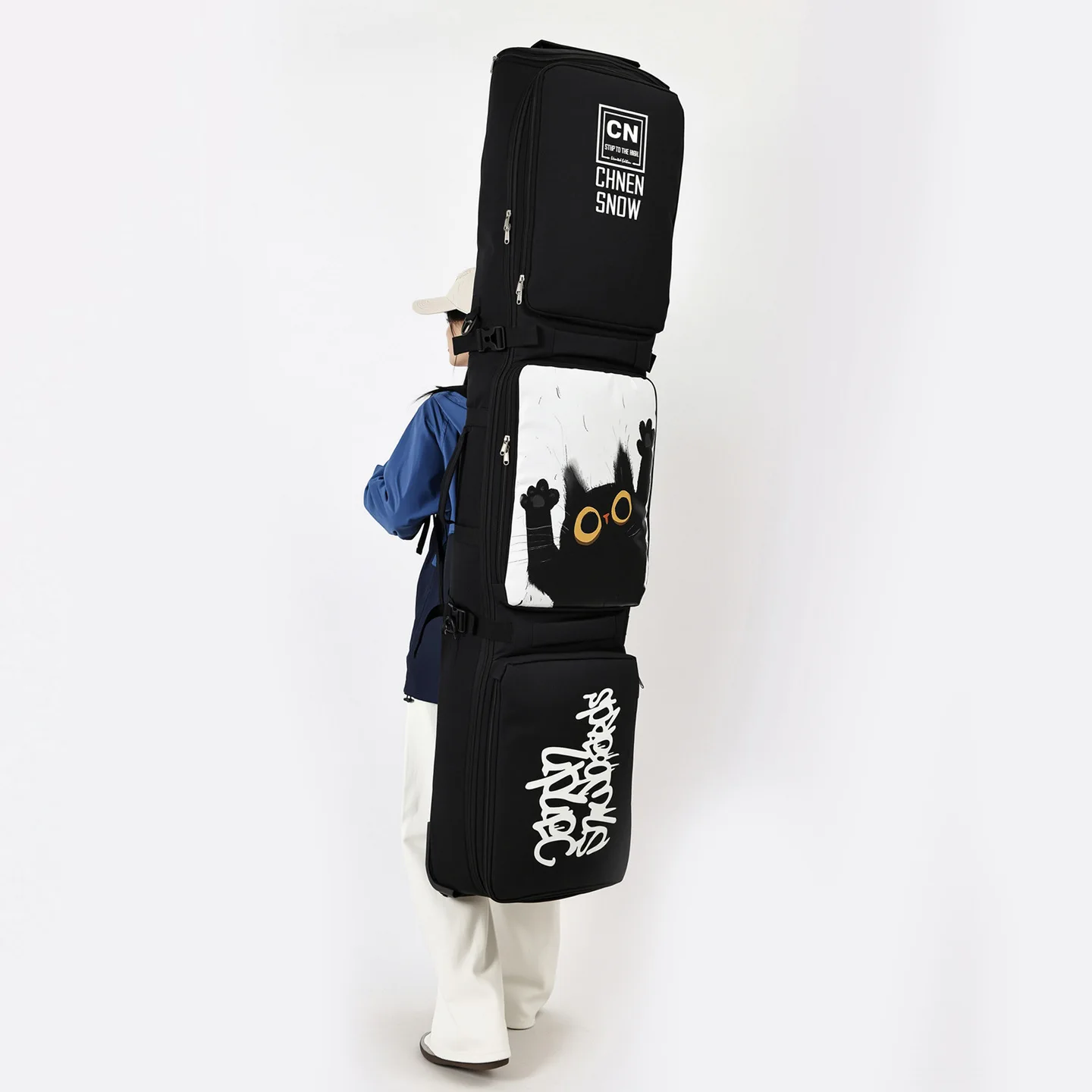 Snowboard Bag with Wheels for Single and Double Boards, Large Capacity Backpack with Wet and Dry Separation, Ski Equipment