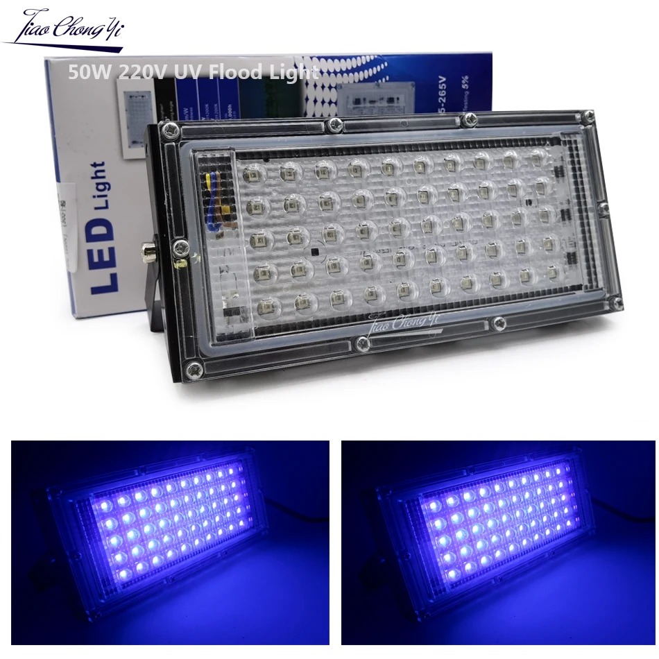 

UV Flood Light 50W 220V UV Glue Curing Purple Lamp Ultraviolet LED Lamp LED Black Lights Blacklight Fixtures Glow In The Dark