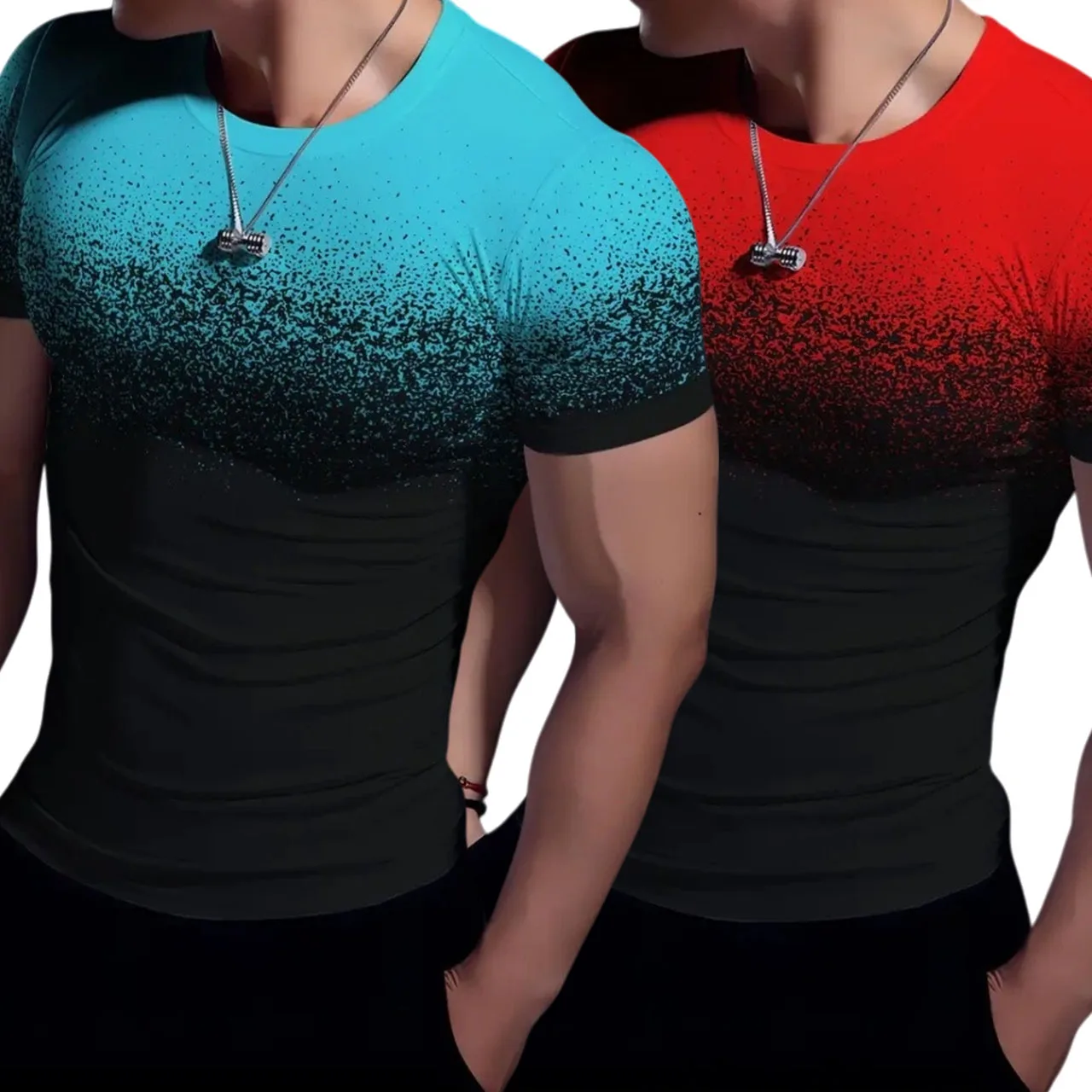 

Men's Fashion Tight Fitting Fast Drying Breathable Sports Running T-shirt New Fitness Weightlifting Exercise Slim Fit Casual Top