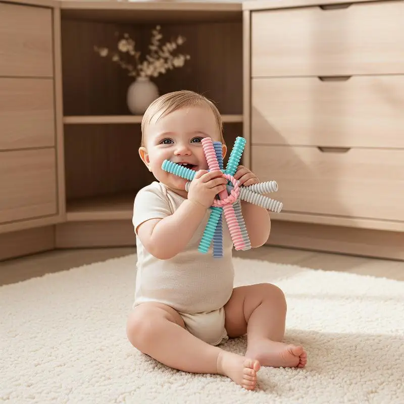 Soft Silicone Kid Chewing Tube Speech Therapy Teeth Massager Oral Muscle Exerciser for Children Feeding Training