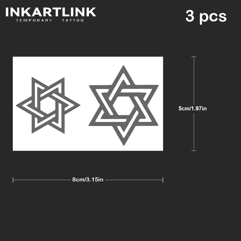 기하학적 육각형 임시 문신, 15 일 지속, 신기술 매직 방수, 반영구 스티커, 3 개