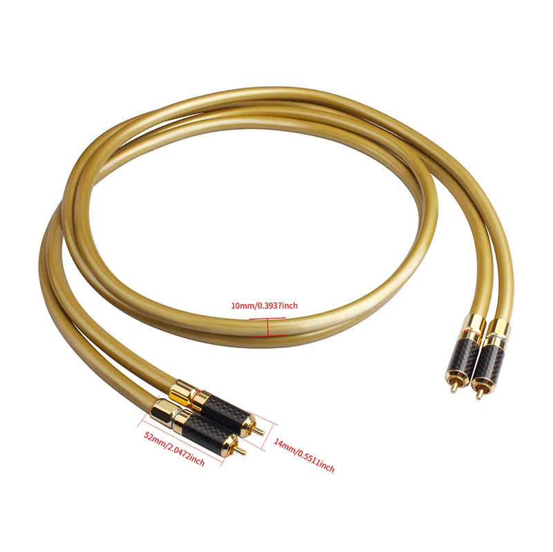 YYAUDIO RCA Audio Cable, 2RCA to 2RCA Interconnect Cord, HiFi Stereo Male to Male RCA Patch Cable for Amplifier, DAC,TV，one Pair