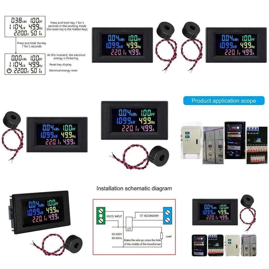 Q81C Home High Precise Single Phase Energy Monitoring Meter Realtime Electrical Parameter Analysis Color Display ABS Material