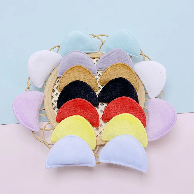 54Pcs 3.5*2.2CM Both Side Felt Cat Ear Padded Appliques For Children Hat Sewing DIY Headband Hair Clip Accessories Patches