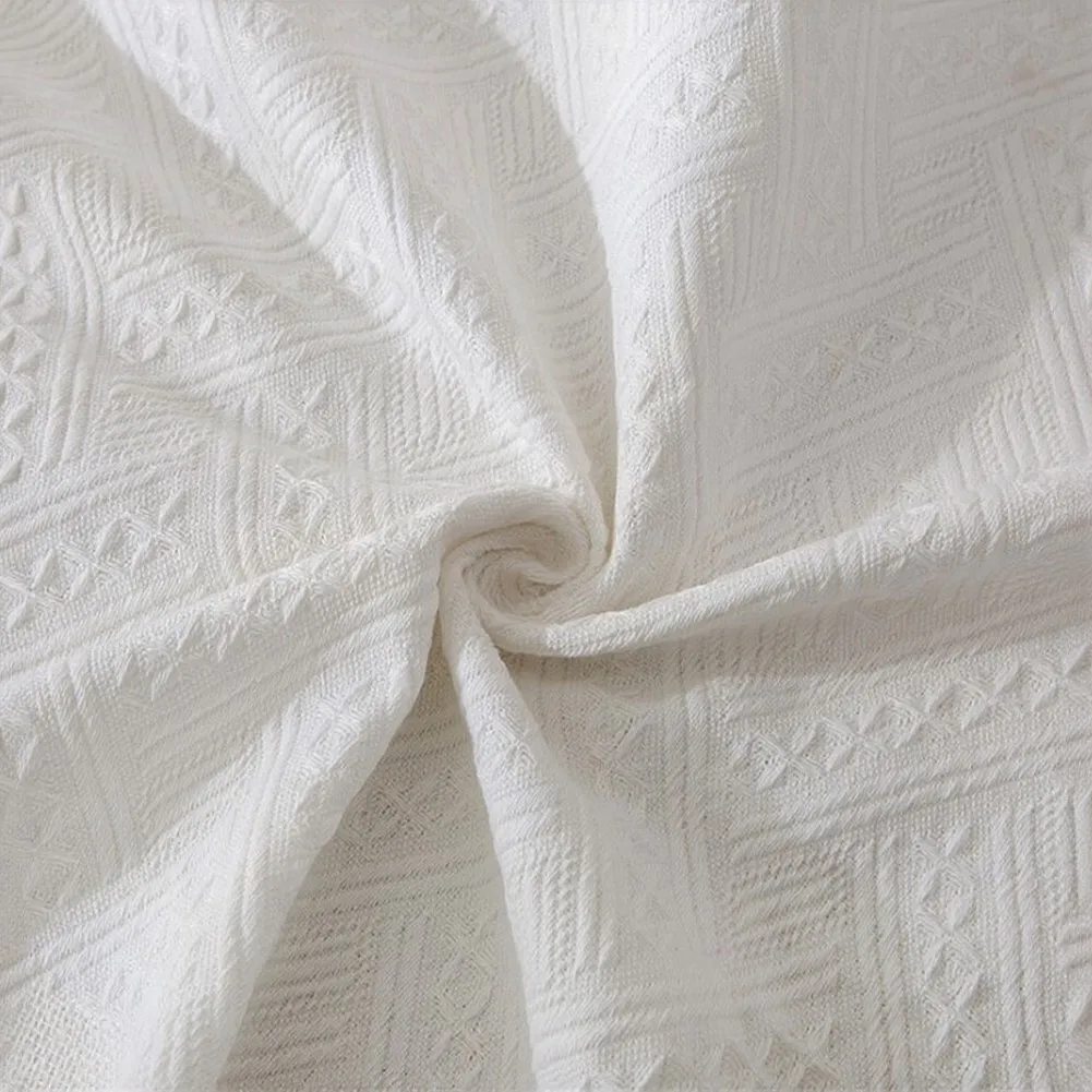 Dustproof Waffle Tablecloth Cotton Polyester Blend for Coffee Table Size Options 130x130cm 130x180cm 130x230cm 130x260cm