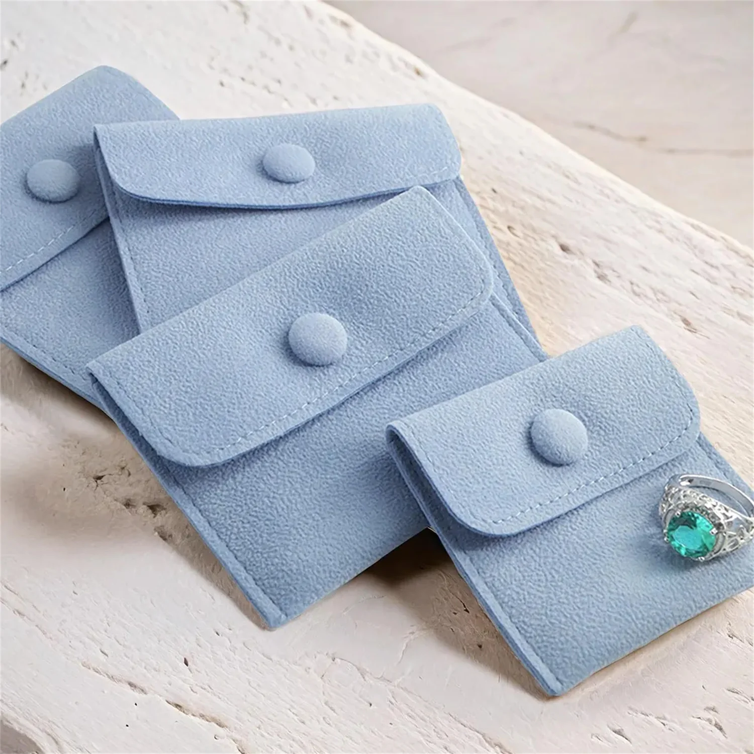 

Dusty Blue Envelope Jewelry Pouch, Small Velvet Jewelry Pouch, Thin Jewelry packaging Pouch, Jewelry organizer, Custom Small Jew
