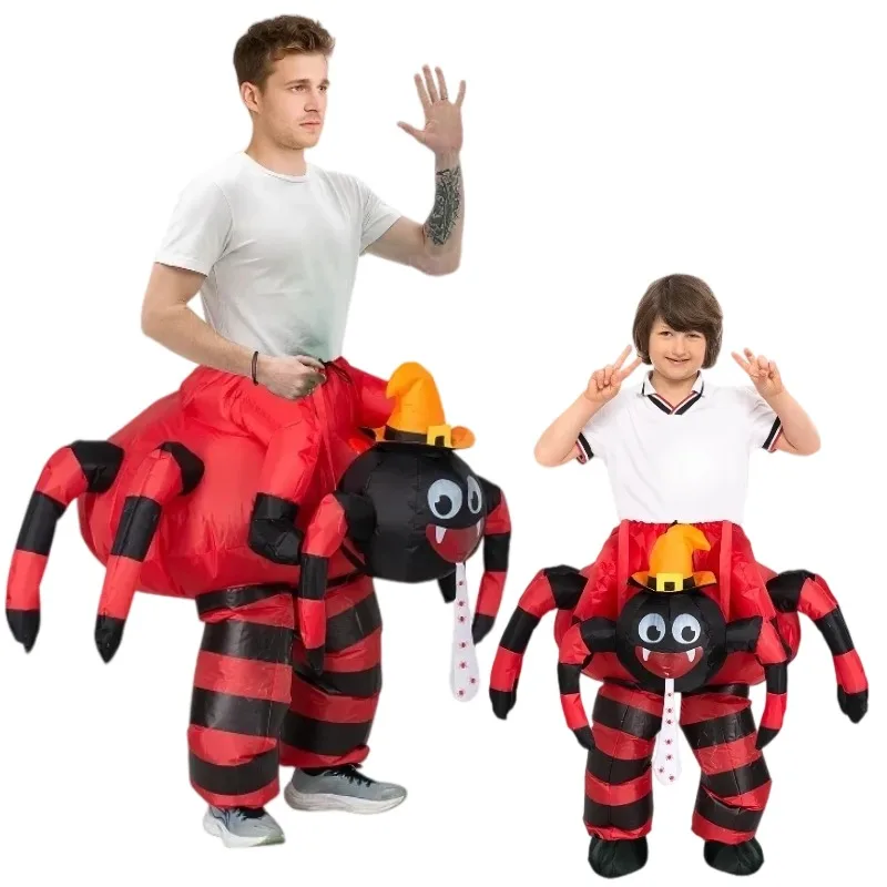 Divertido disfraz inflable de araña para cosplay, traje de mascota para adultos, niñas y niños, ideal para fiestas temáticas de Halloween, carnavales y actuaciones en escenarios.