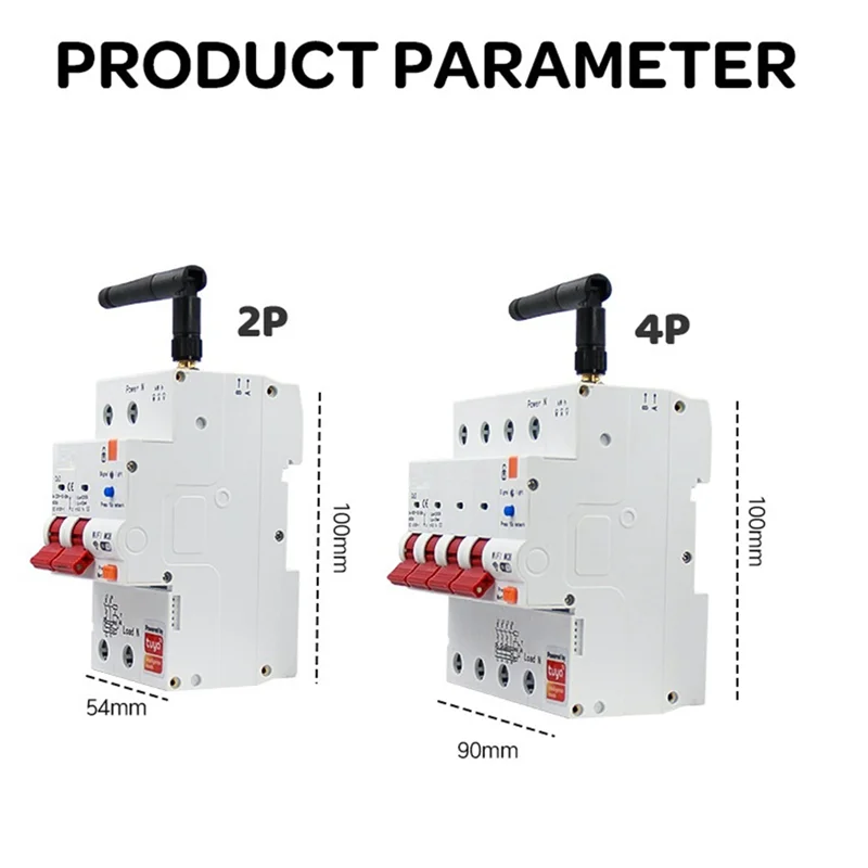 جديد-Tuya الذكية واي فاي RS485 2P RCBO قواطع المدفوعة مسبقا متر الموقت التبديل الجهد الحالي حامي التحكم الصوتي 63A قابل للتعديل دورا