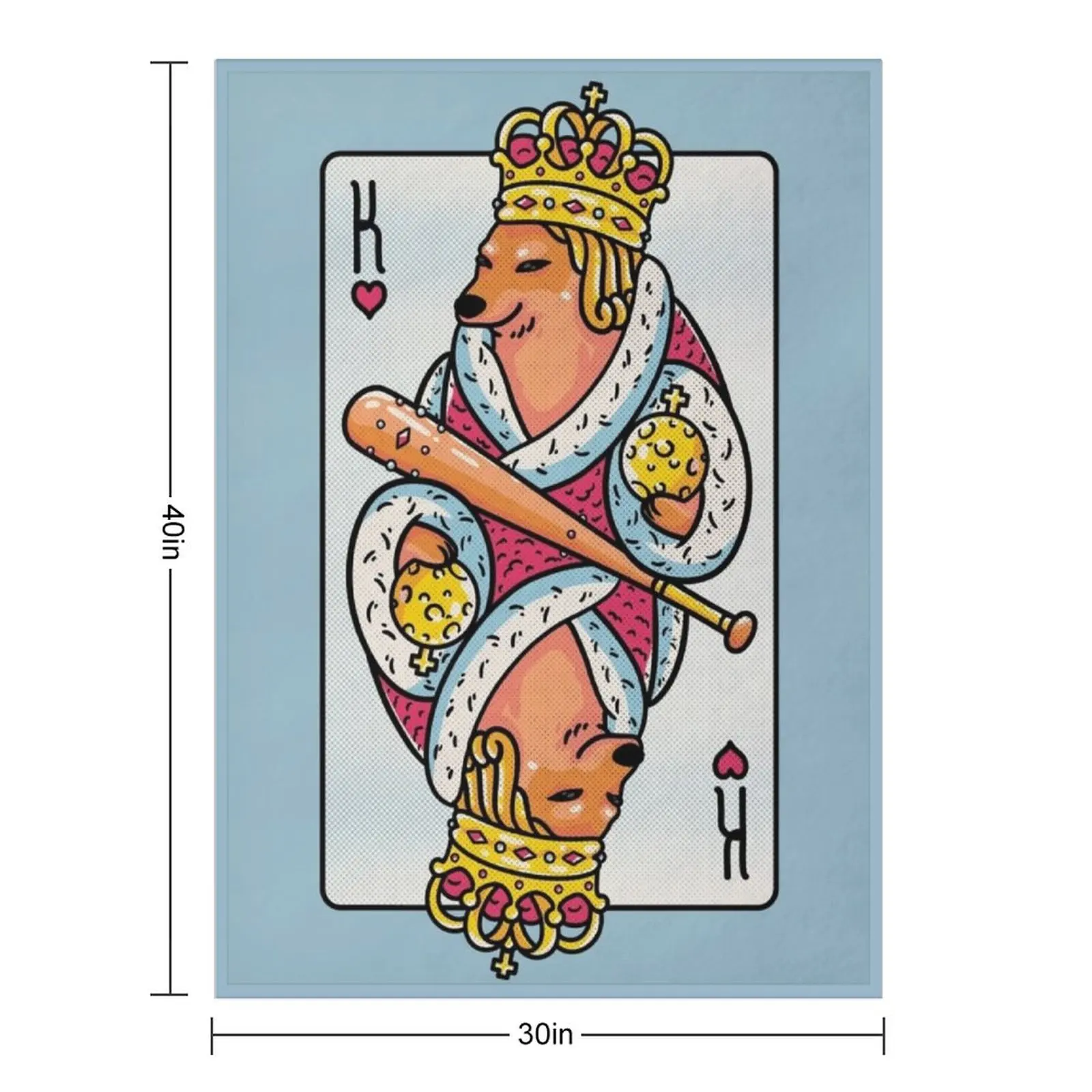 Cheems - بطاقة لعب King 2 King of Hearts Shibe Shiba Inu أحمق وغير مميزة Cheemzilla مضرب بيسبول رمي بطانية #3