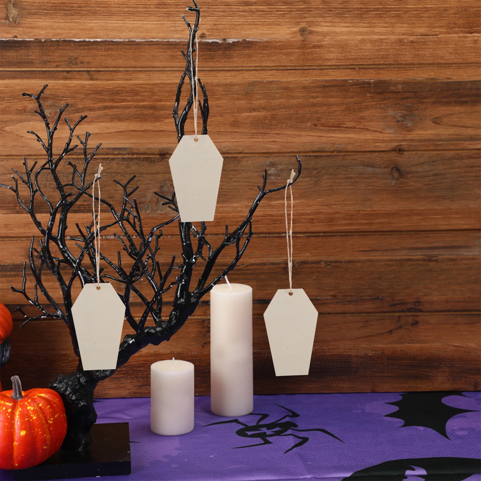 

50Pcs Unfinished Wood Coffin Cutouts Halloween Decoration Props Creepy Indoor Outdoor Party Supplies DIY Crafts