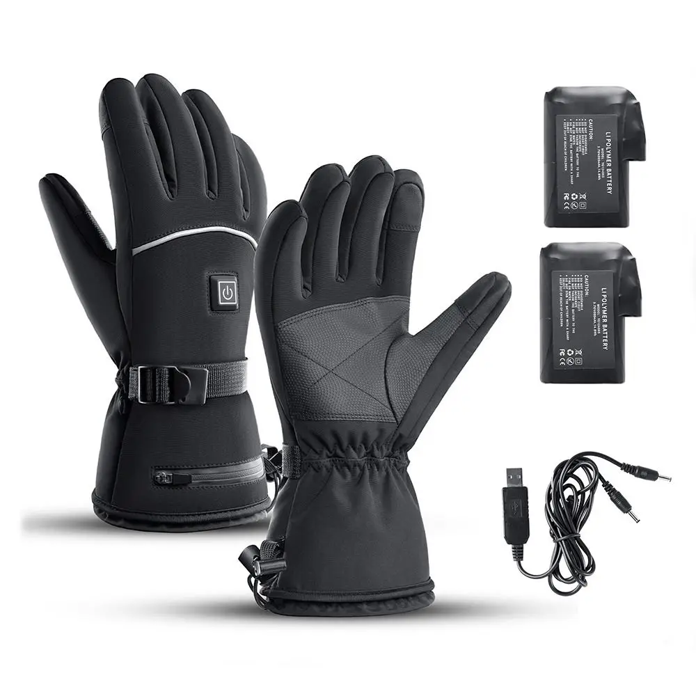 New 4000mAh Heated Gloves Heated Rechargeable Battery Heated Motorcycle Gloves Warm Waterproof Electric Ski Gloves for Men Women