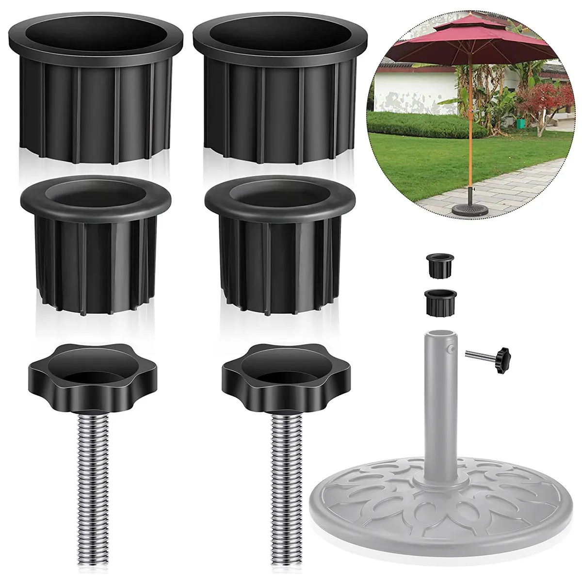 6Pcs Terrasse Regenschirm Basis Teile Kunststoff Sonnenschirm Stehen Sonnenschirm Basis Unterstützung Loch Ring Stecker Abdeckung Terrasse Regenschirm Stehen