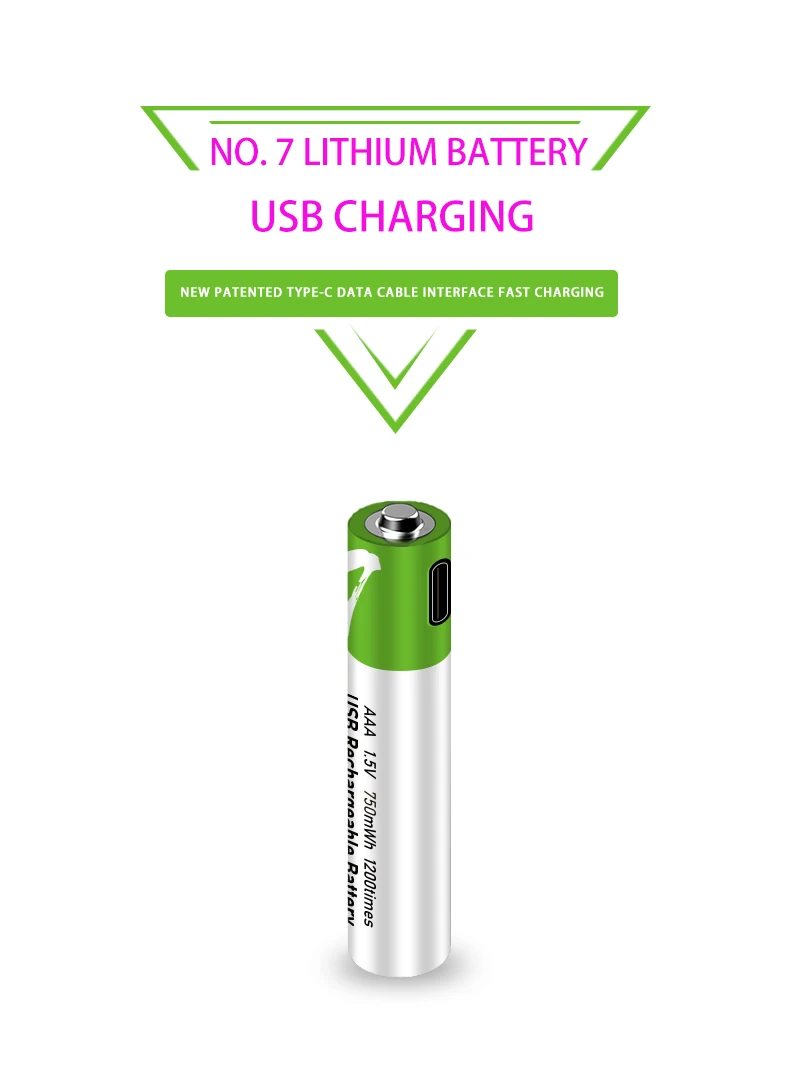 1.5v 750mWh aaa rechargeable battery learning machine No. 7 lithium battery type-c fast charge pilha recarregável aaa baterías