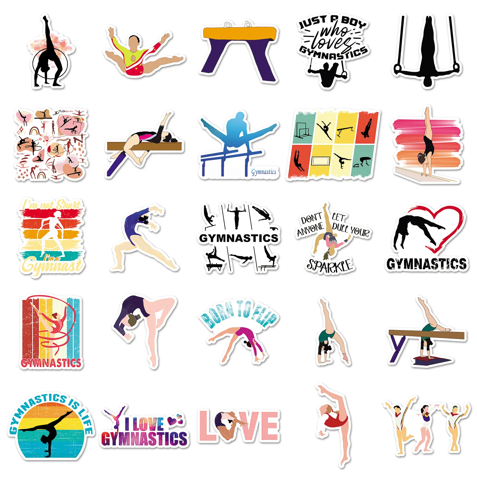 

50PCS Gymnastics Artistic Gymnastics Sports Stickers Graffiti Decoration Guitar iPad Suitcase Waterproof Stickers Kids Toy