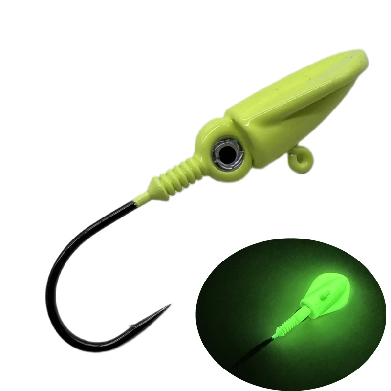 28g/56g/84g/113g luminous lead jig head lure Black Nickel BKK hooks metal jig for soft fishing lure worm swim bait