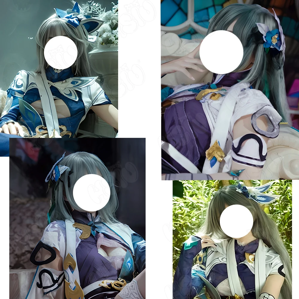 Vita Cosplay Wig Fiber synthetic wig「HSIU」90CM gray blue long Wig+Wig cap Game Honkai Impact 3 Vita Cosplay Wig