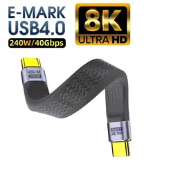 USB4 데이터 케이블 호환 썬더볼트 3, 4, 40Gbps, USB C에서 C타입 짧은 케이블, 아이폰 15 프로 맥스 SSD 보조배터리, 240W, 8K 60Hz