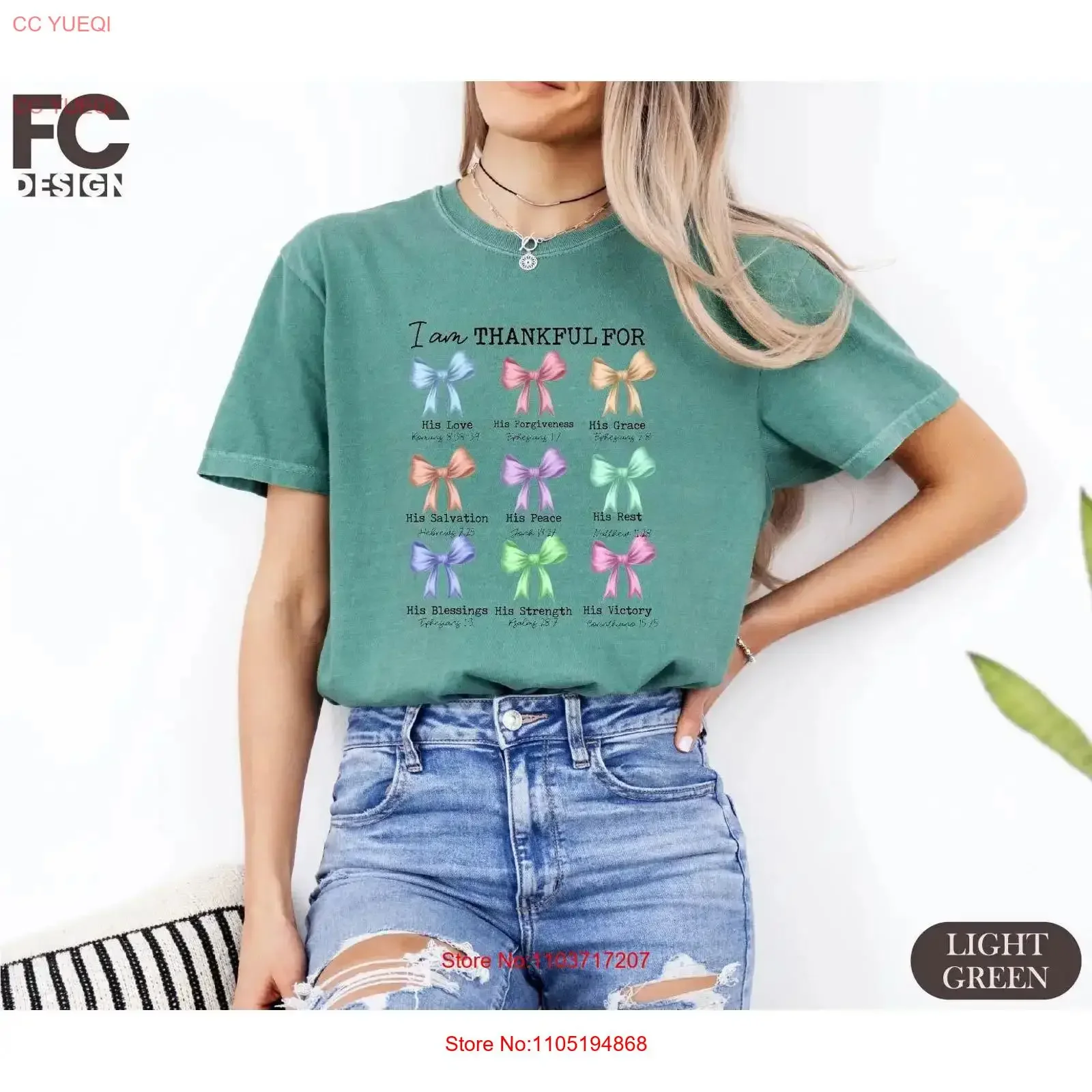 

Футболка I Am Thankful For Christian с бантом, осенняя кокетка, библейский стих, Иисус любит, винтажная мытая домашняя уличная одежда с графическим рисунком