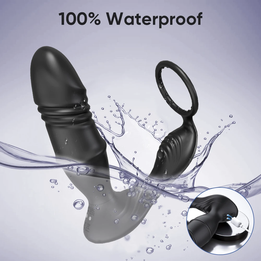 Male Thrusting Prostate Massager Bluetooth APP Vibrator for Men Gay Anal Plug Telescopic Vibrating Butt Plug Sex Toy for Couples