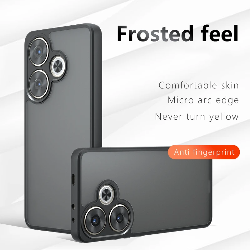 

For Poco F6 Frosted Feel Case Cover For Poco F6 Funda Coque Matte Transparent PC Soft Edge Shockproof Phone Back Bumper Poco F6