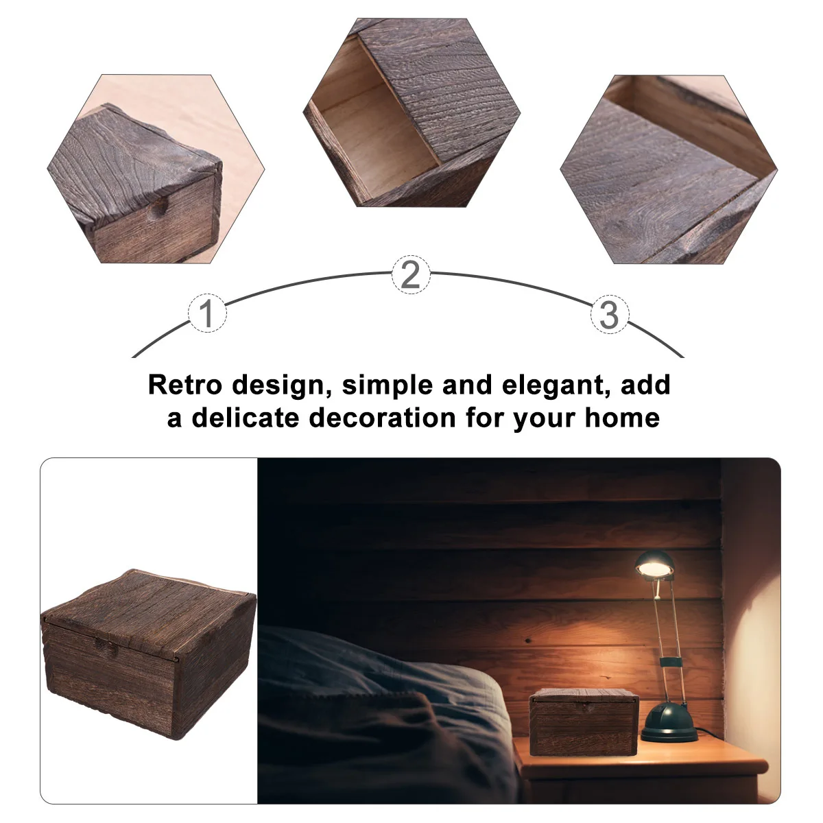 2 Pcs Jewelry Storage Case Retro Organizer Store Display Container Wooden Durable Box