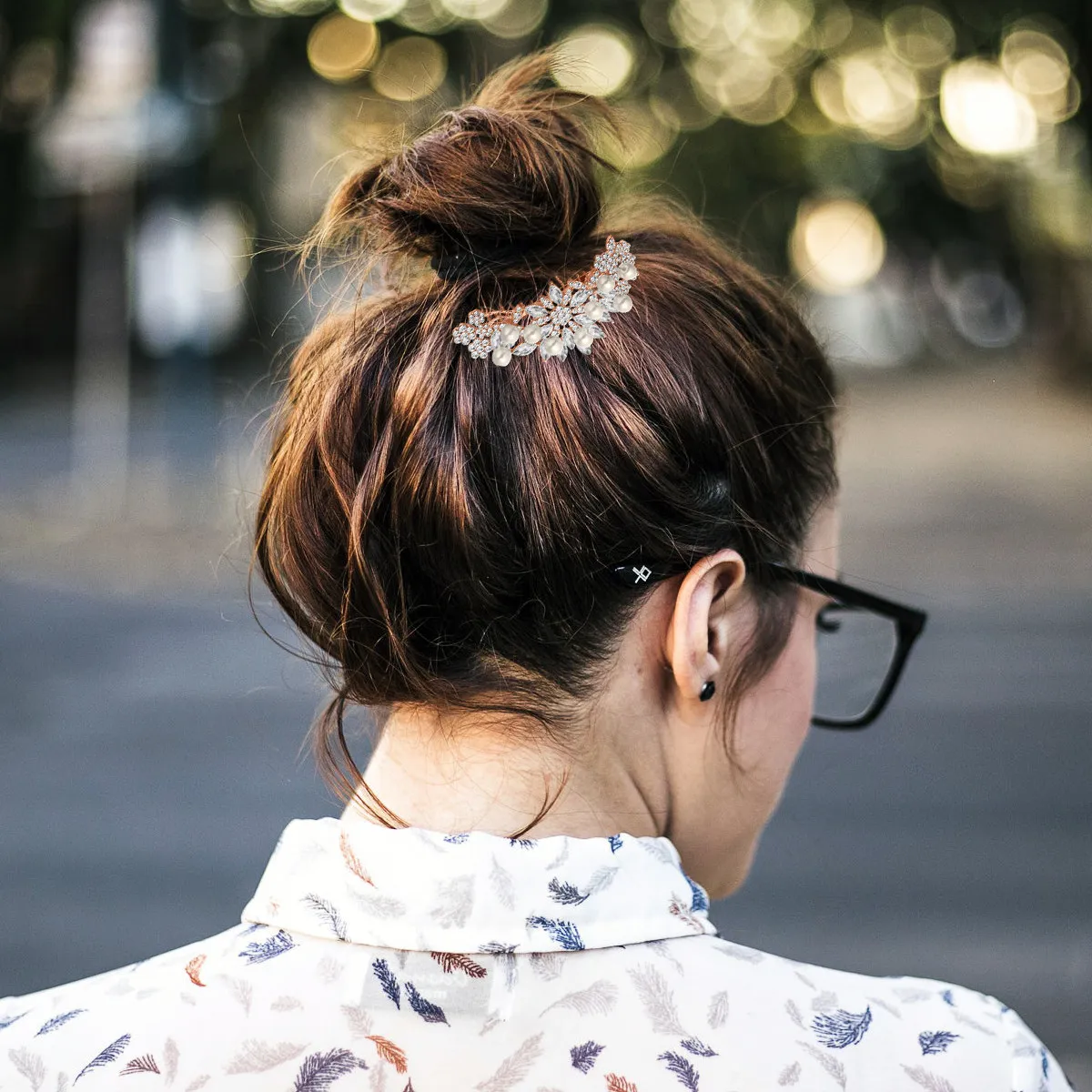 1Pcs Pearl Hair Comb Elegant Bridal Crystal Wedding Hair Accessories Rose Gold Prom Party Headpiece Summer Picnics Soiree