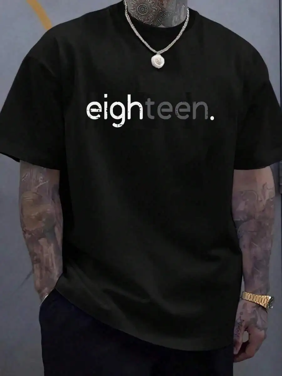 100% Cotton 18th Birthday Eigh 18 Years Bday Men Boys Women Girls T-Shirt Women's Men's Graphic Tee Causal Tops Fashion Tshirt S