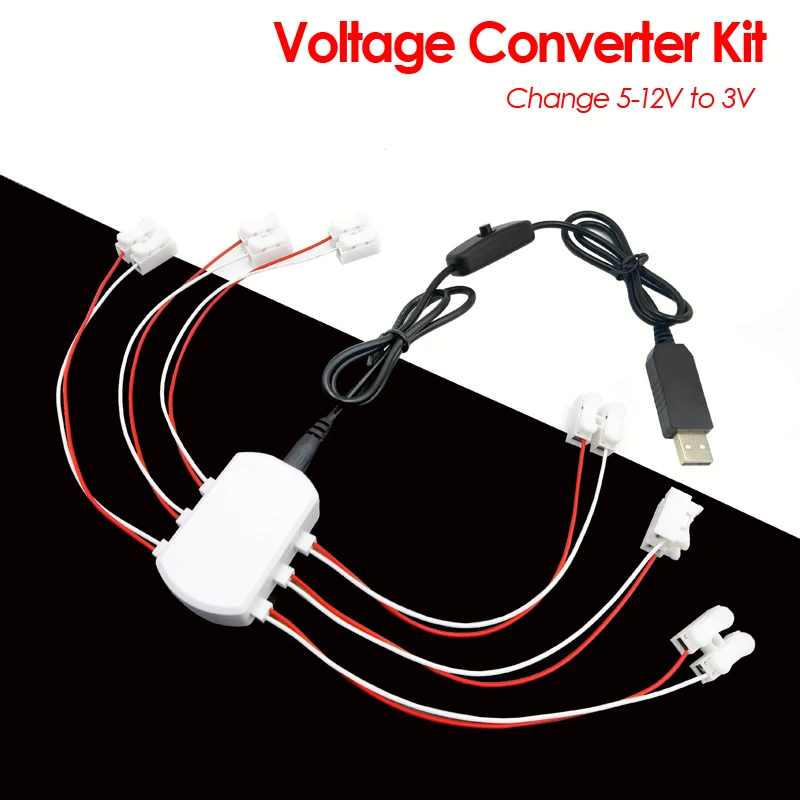 Convertitore di alimentazione Kit trasformatore da 5-12 V a 3 V Alimentatore portatile USB Modello da tavolo con sabbia illuminato