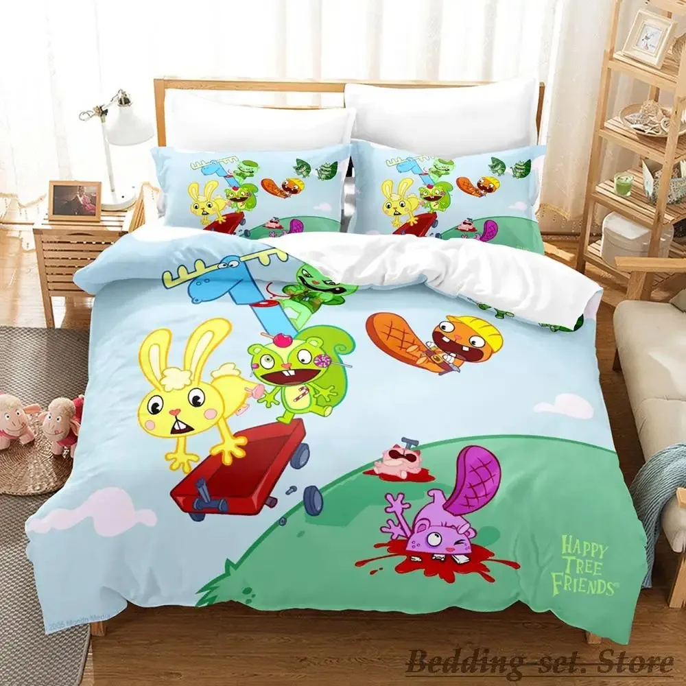 

2023 Happy Tree Friends Bedding Set Single Twin Full Queen King Size Bed Set Aldult Kid Bedroom Duvetcover Sets Anime