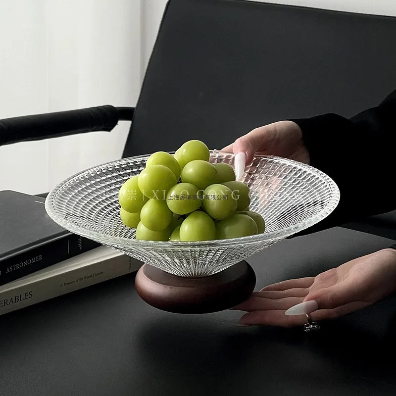 

WW20 light luxury glass fruit plate, living room coffee table, household high-end front desk candy snack display plate