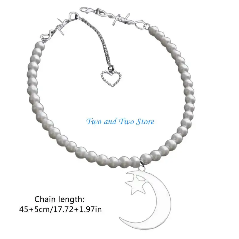 HX6F قلادة من اللؤلؤ الاصطناعي قلادة أنيقة من اللؤلؤ مرتبطة باللؤلؤ المقلد