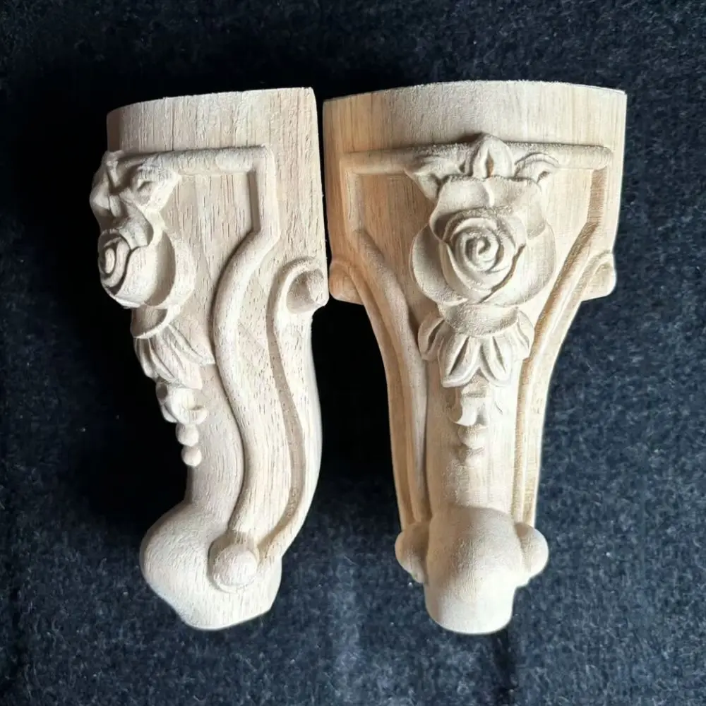 Durable Rubber Wood Furniture Legs European Style Carving Support Feet For Table Cabinet Hardware Accessories