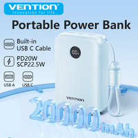 Vention 22.5W 20000mAh Power Bank Type C Cable Fast Charg Portable Powerbank for iPhone 16 Pro Max PD 20W External Spare Battery