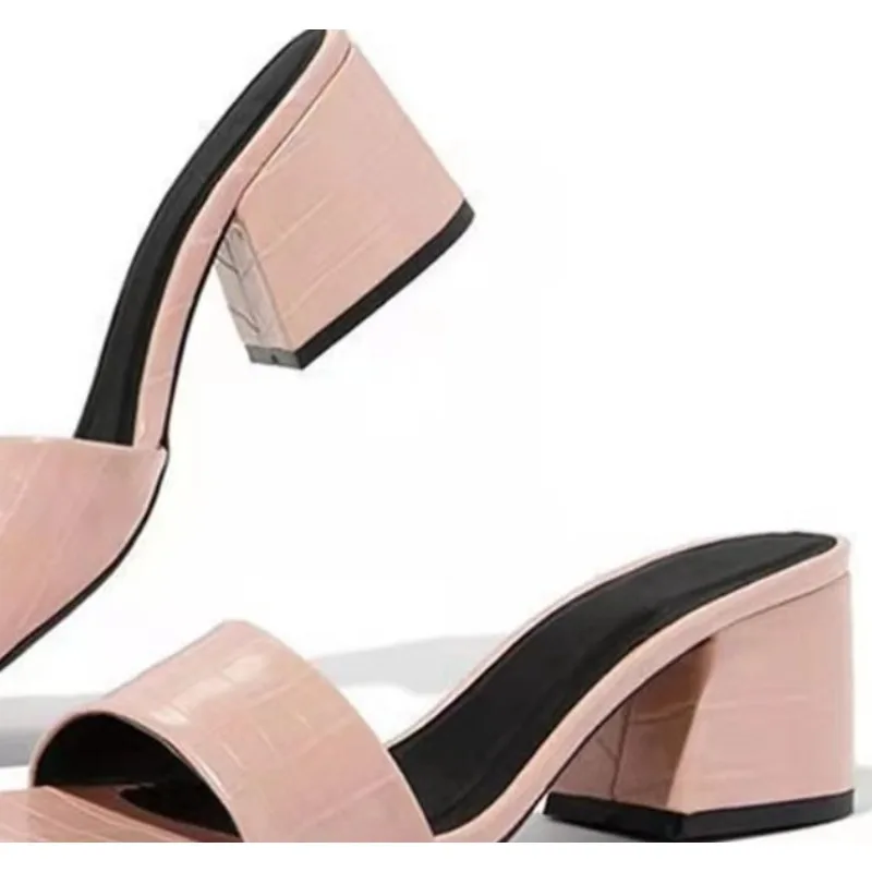 صيف جديد نمط شعبية المرأة النعال النساء أحذية أنيقة للنساء الصنادل السوداء الكبيرة الفاخرة كعب النعال Zapatos De Mujer
