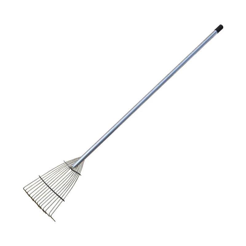 

2025High quality long term use of garden dead leaf cleaning wire grass rake Fan adjustable long handle 16 tooth grass rake