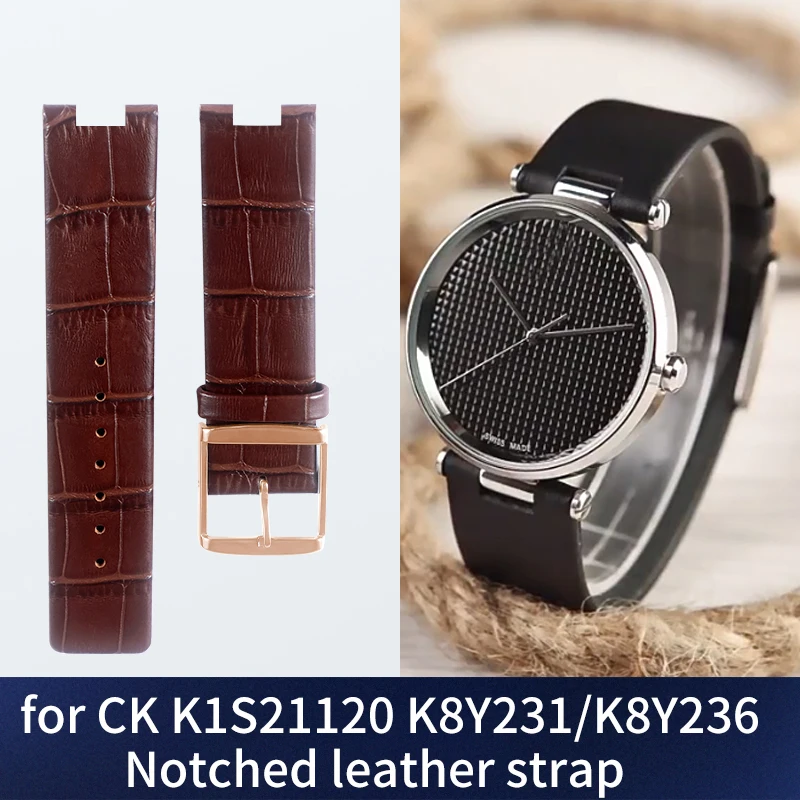 

Ремешок для часов Calvin CK из натуральной кожи с вырезом 20X9 мм для K1S21102 K8Y231/K8Y236, черный браслет, наручные часы 16X6 мм