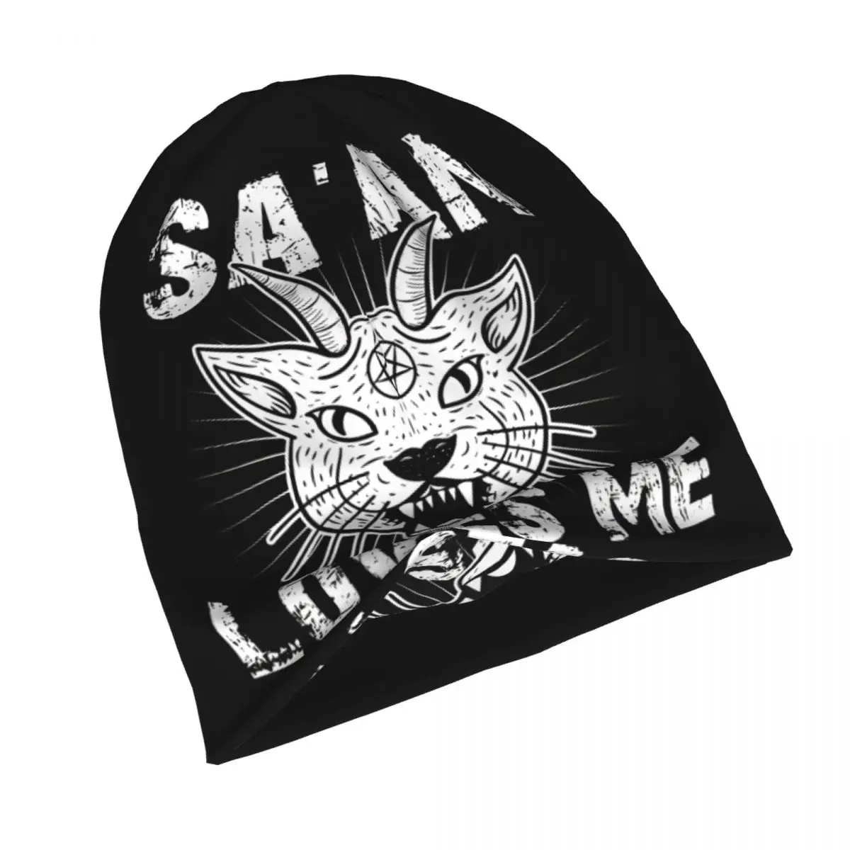 Baphomet Satan Lucifer Skullies Beanies Caps Satan Loves Me Thin Hat Autumn Spring Bonnet Hats Men Women's Unisex Ski Cap